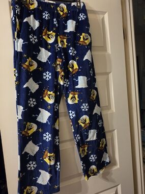 SpongeBob Squarepants Navy Blue Pajama Pants with Yellow Character Print